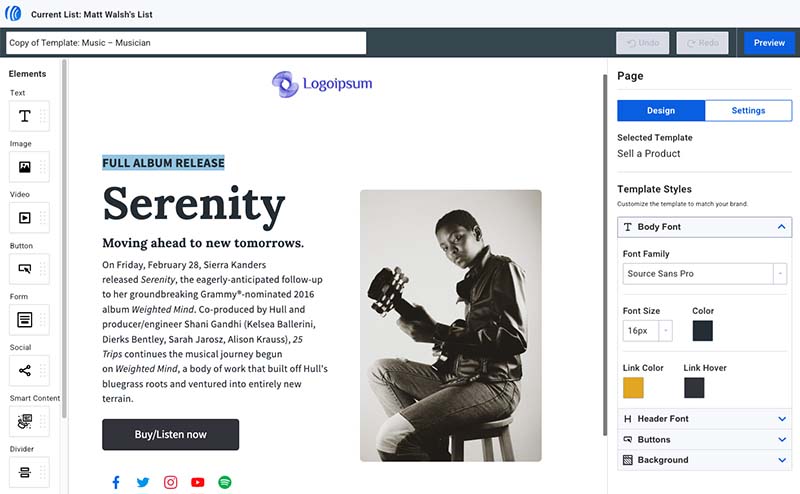 Creating a landing page in AWeber.