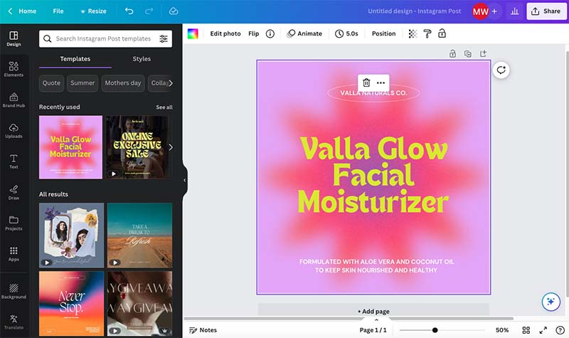 Canva's easy-to-use interface.