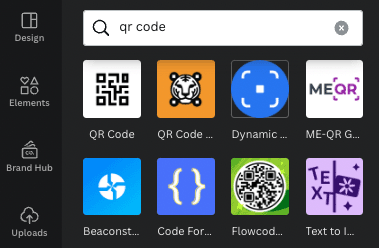 QR code apps in Canva.