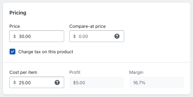 Cost per item