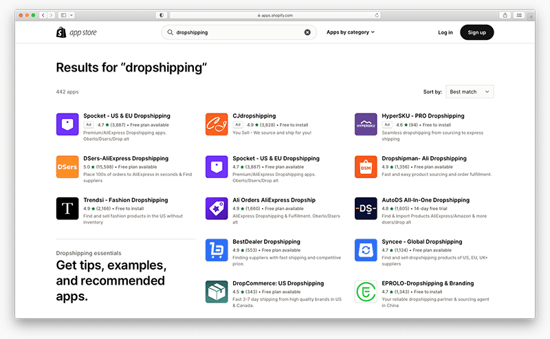 Dropshipping apps for Shopify