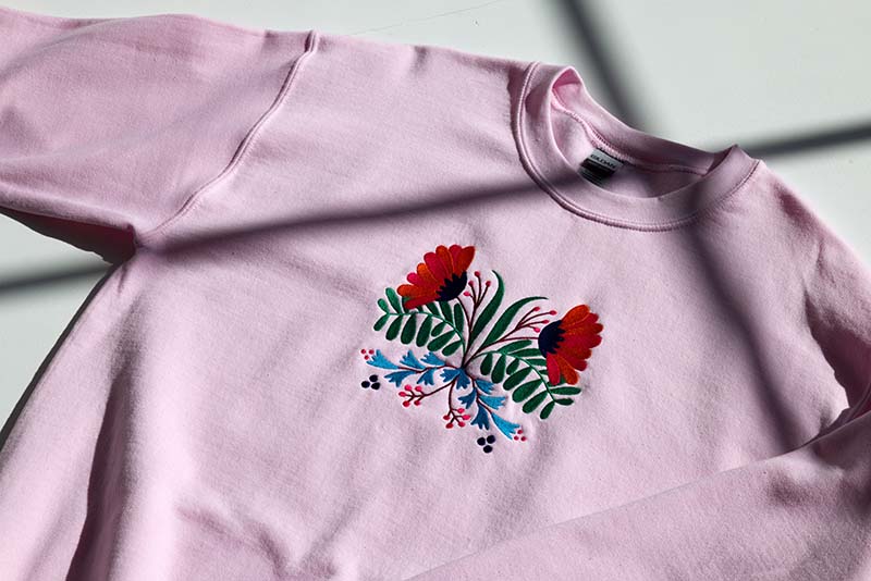 An embroidered t-shirt.