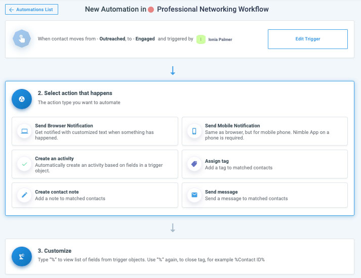 Creating a workflow automation in Nimble.