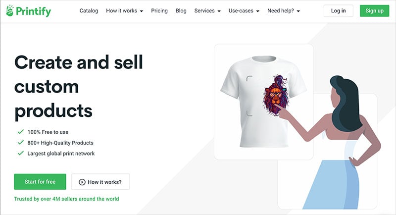 The Printify home page.