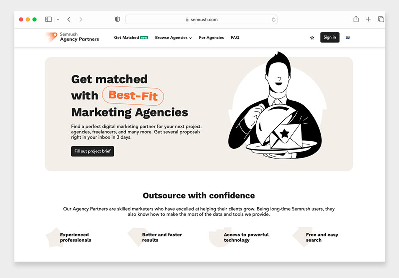 Semrush's directory of agency partners.