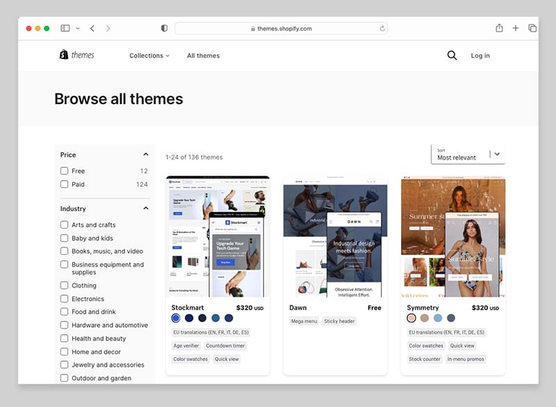 The Shopify theme store.