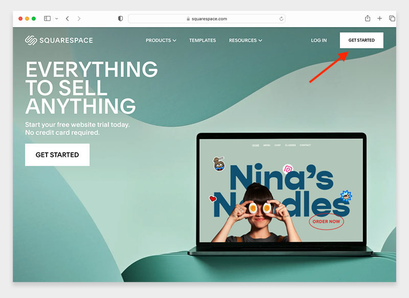 The Squarespace homepage.