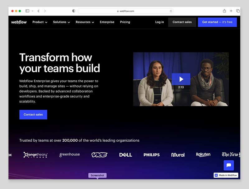 The 'Webflow Enterprise' product.