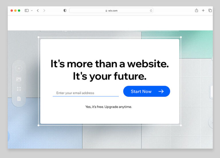 The Wix free plan sign-up page