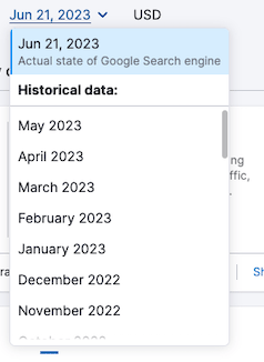 Accessing historical keyword data in Semrush