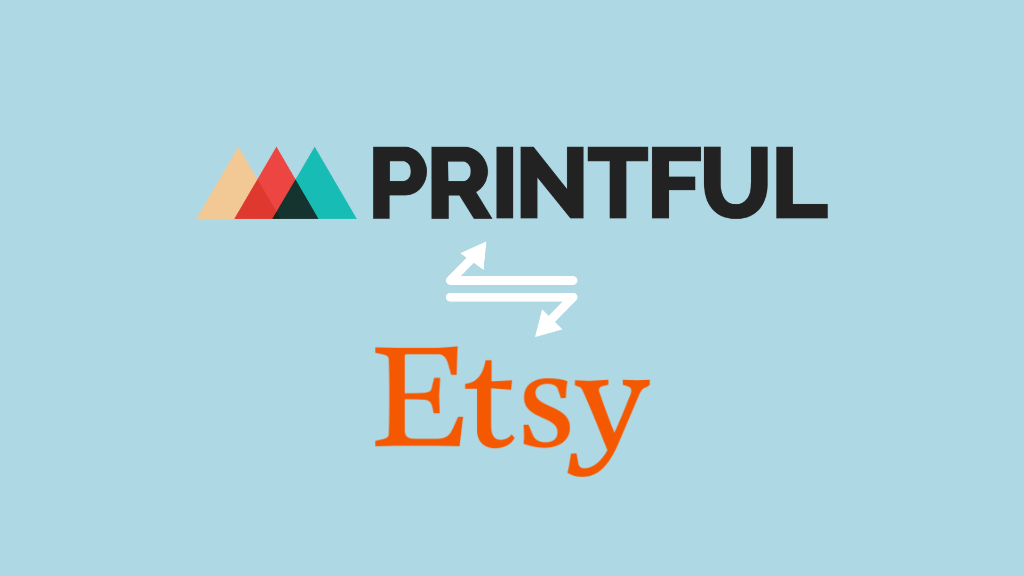 'How to connect Printful to Etsy' - thumbnail image featuring the Printful and Etsy logos on a light blue background.