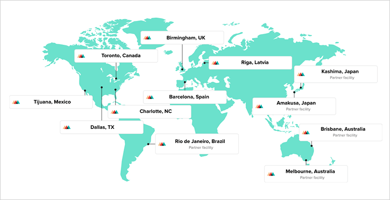 Map of Printful's production network