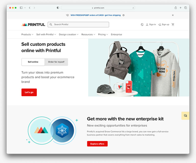 The Printful print on demand service