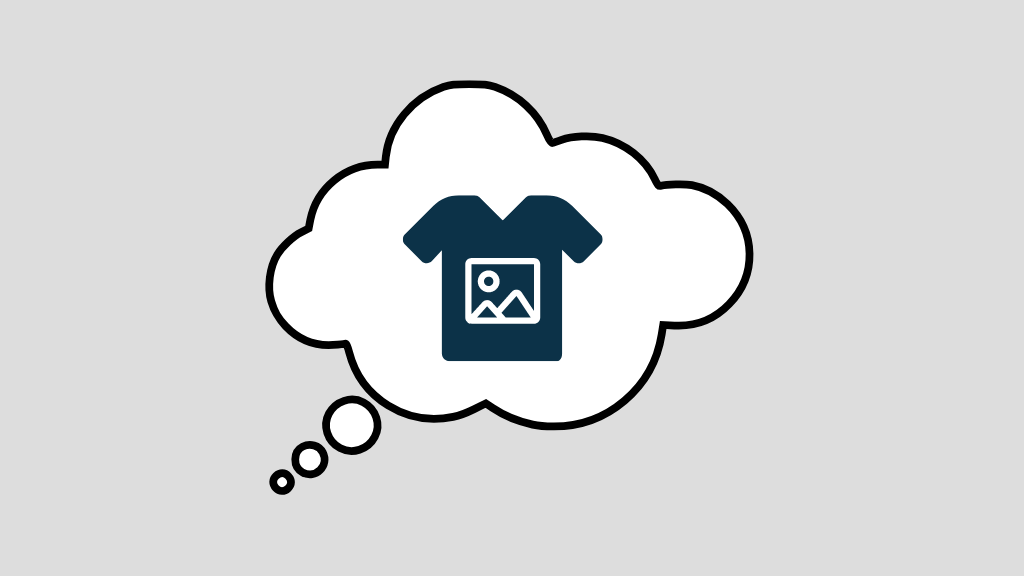 What is print on demand? (Graphic of a POD t-shirt in a thought bubble).