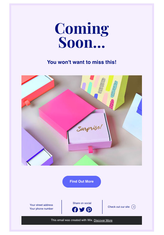 Example of a Wix email newsletter template.