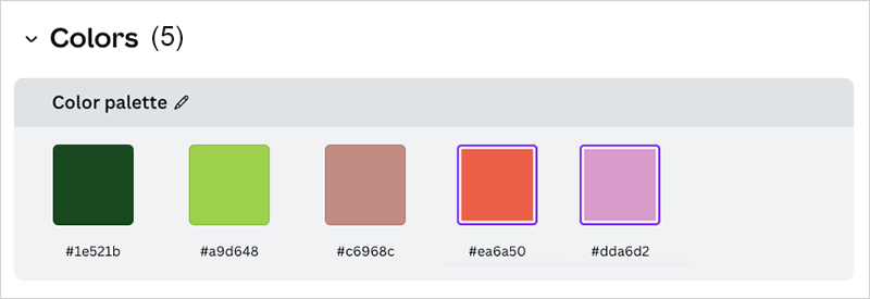 Defining brand colors with a color pallette