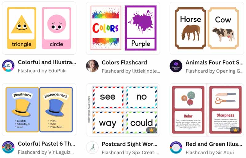 Canva flashcard templates.