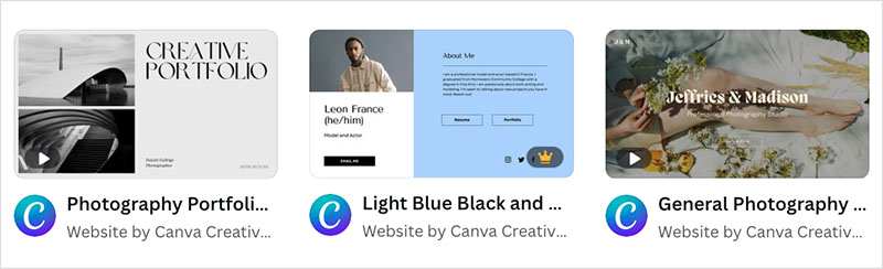 Canva website templates.