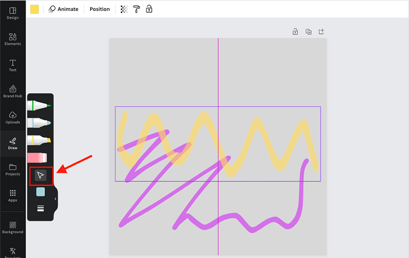 The cursor tool lets you reposition your freehand lines.