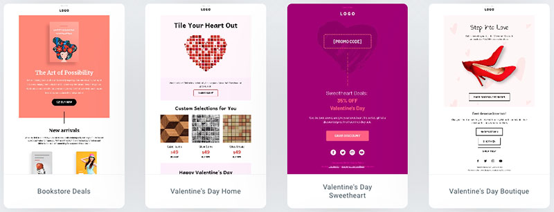 Some of the available GetResponse newsletter templates.