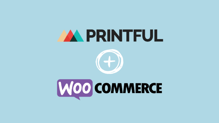 'How to add Printful to WooCommerce' — the Printful and WooCommerce logos on a light blue background.