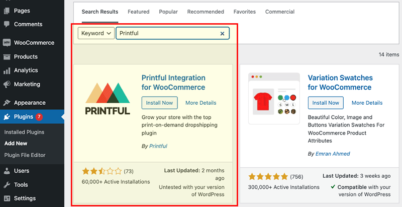 The Printful Integration for WooCommerce plugin.