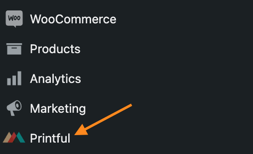 The Printful plugin in the WordPress menu after a successful installation.
