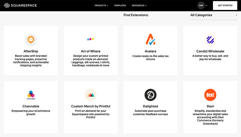 A new range of Squarespace apps is available in the Squarespace Extensions store.