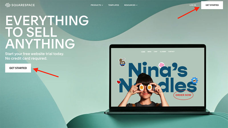 Squarespace home page.