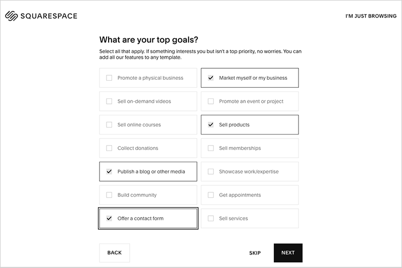 Squarespace onboarding