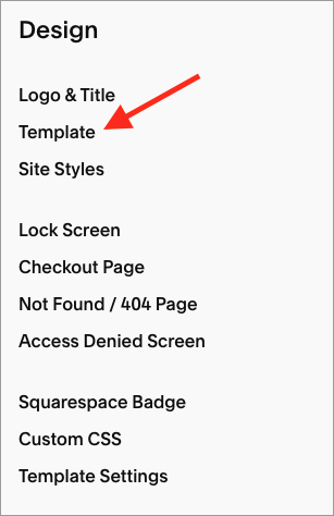 Selecting the 'Squarespace template' option