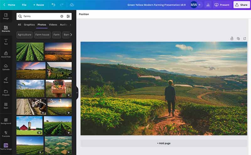 Using stock photography in a Canva presentation