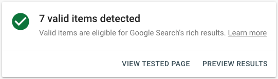 Results in Google's 'Rich Results Test' tool.
