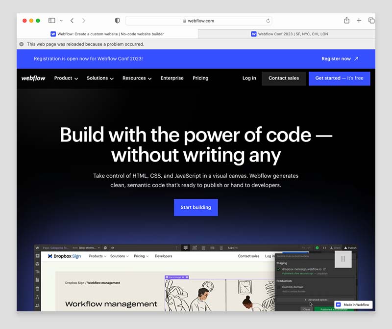 Webflow home page
