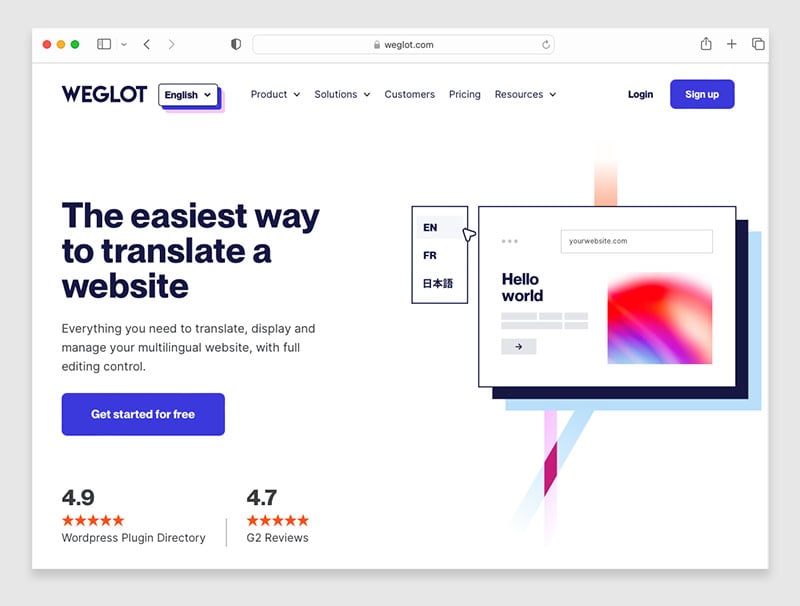 The Weglot translation service