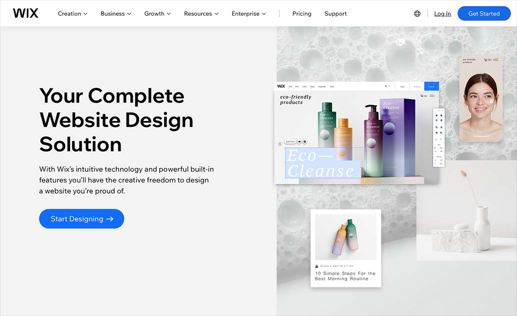 The Wix website design platform