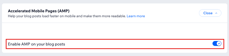 Enabling AMP pages in Wix