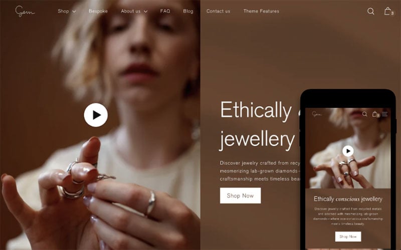 The Shopify 'Gem' theme.