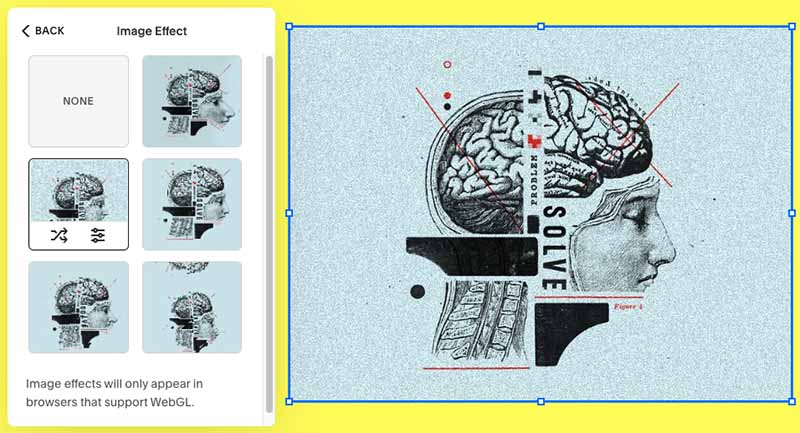 Applying effects to images in Squarespace