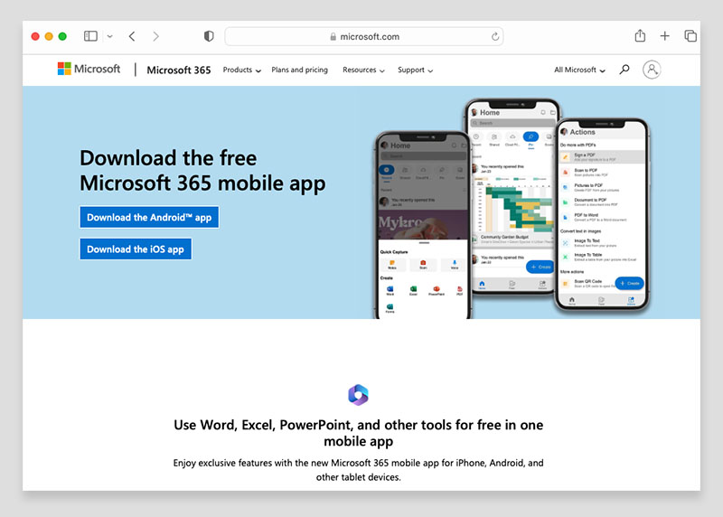 The Microsoft 365 mobile app.