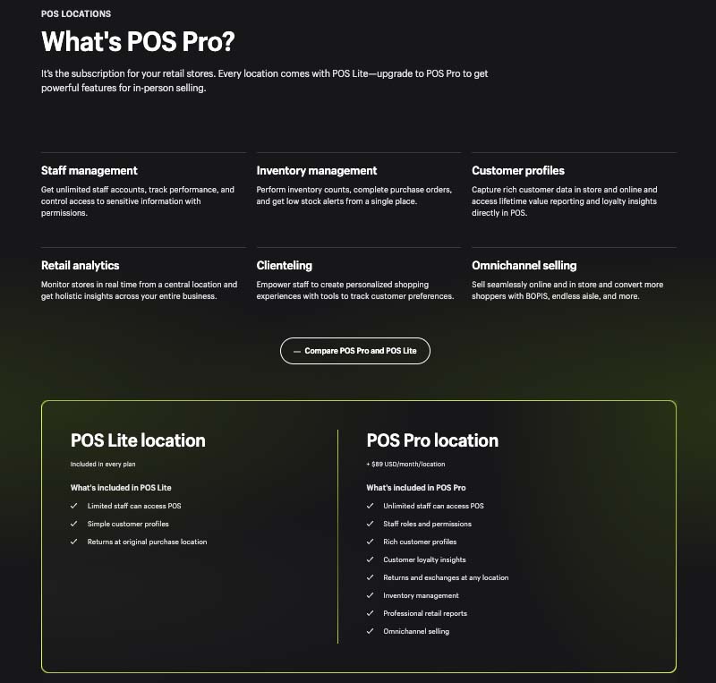 POS Pro information from Shopify
