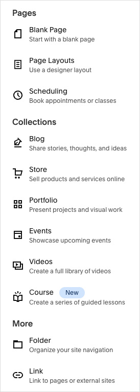 Squarespace content types