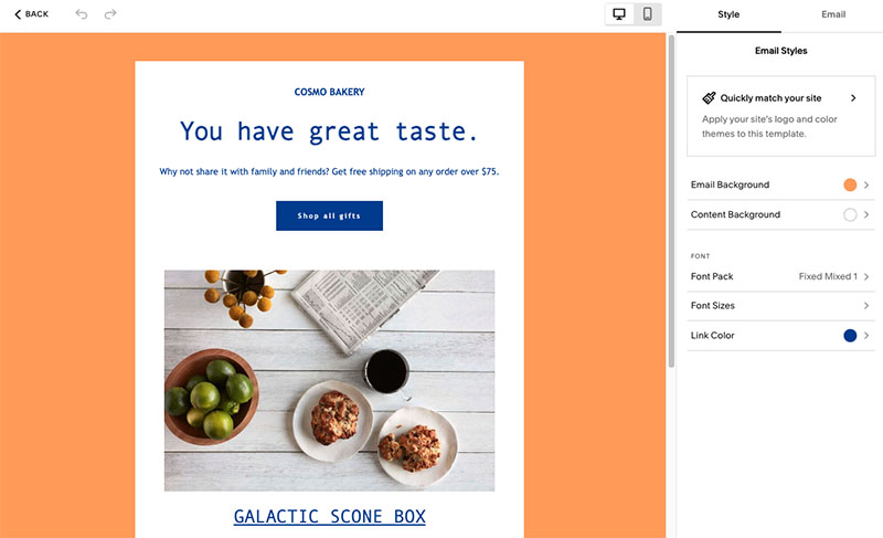 Using Squarespace Email Campaigns.