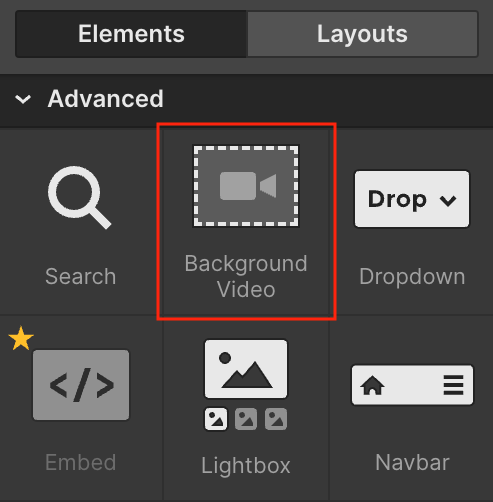Webflow's background video component.