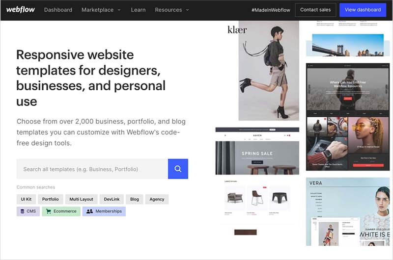 Webflow template library