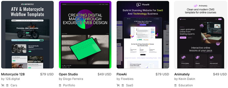 Webflow templates.