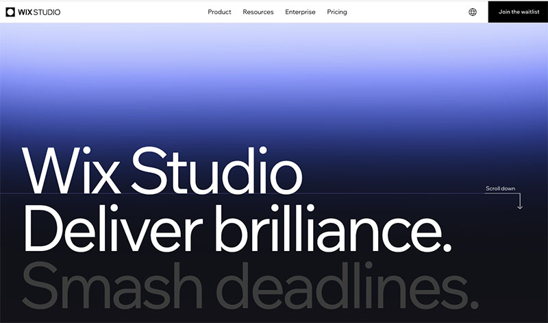 Wix studio home page.