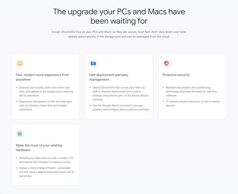 Google's pitch for ChromeOS Flex to Mac and PC users