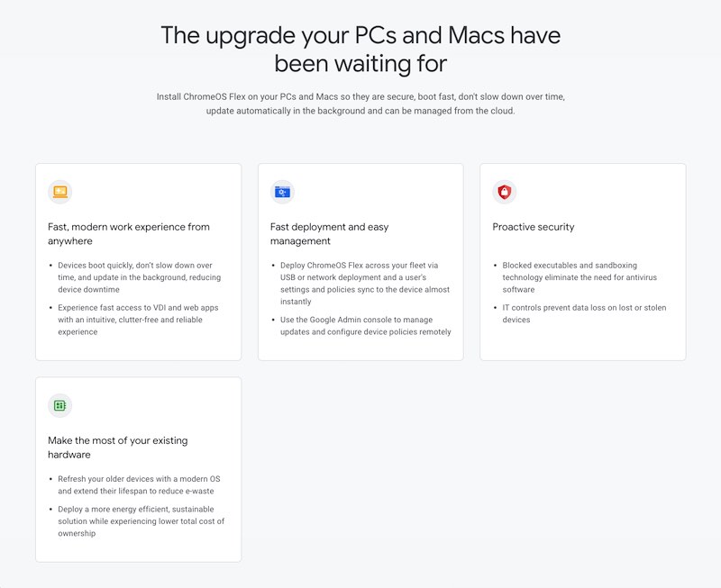 Google's pitch for ChromeOS Flex to Mac and PC users