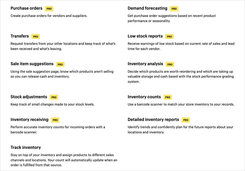 Shopify inventory management features